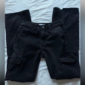 Black Cargo Jeans with Side Pockets